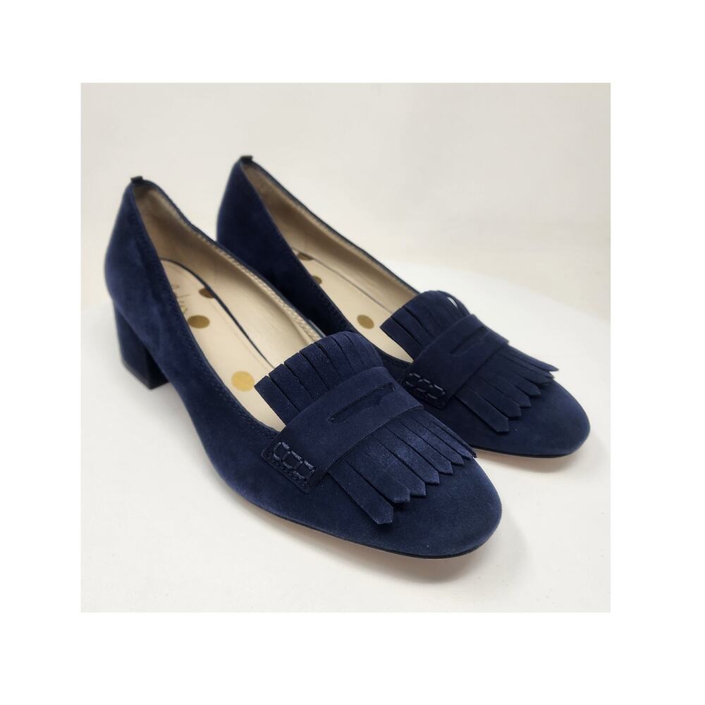 Boden Victoria Mid Heel Loafer Pump Size EU39/US8 Navy Blue Suede Kiltie 617502